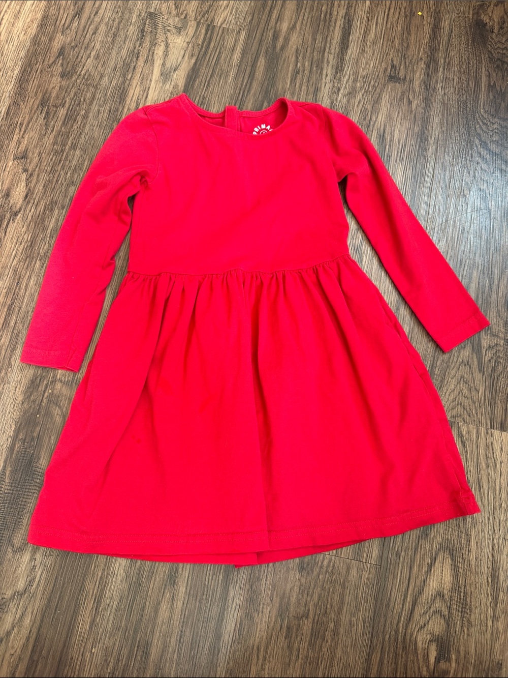 Primary Bright Red Long-Sleeve Knit Dress for Girls